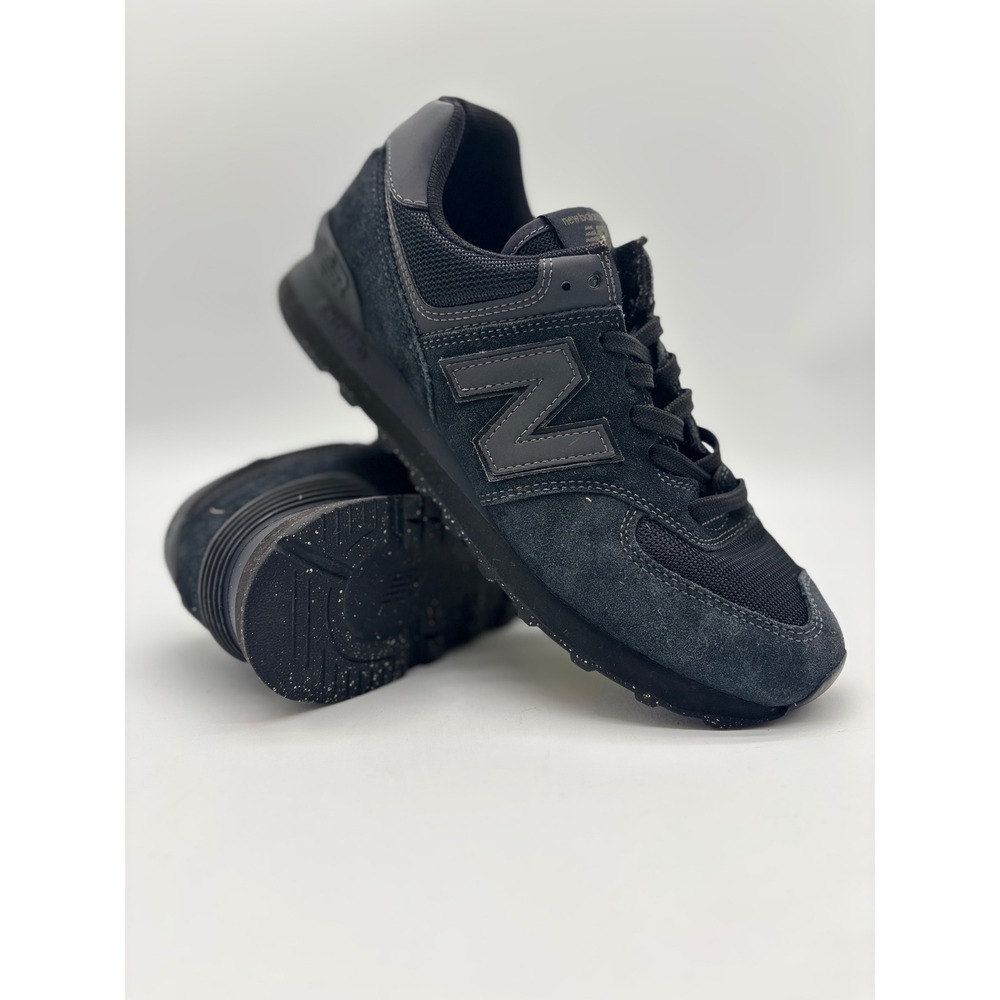 New Balance 574 Core Triple Black Suede Sneakers ML574EVE Mens 8 Womens 9.5